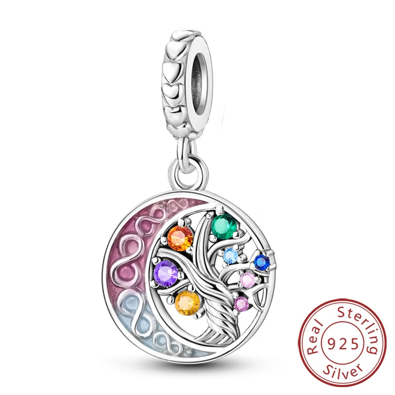 Hot Sale 925 Sterling Silve Charms Beads Forever Love Heart Sister Family Life Charms Dangle for Bracelet Woman Jewelry Gifts