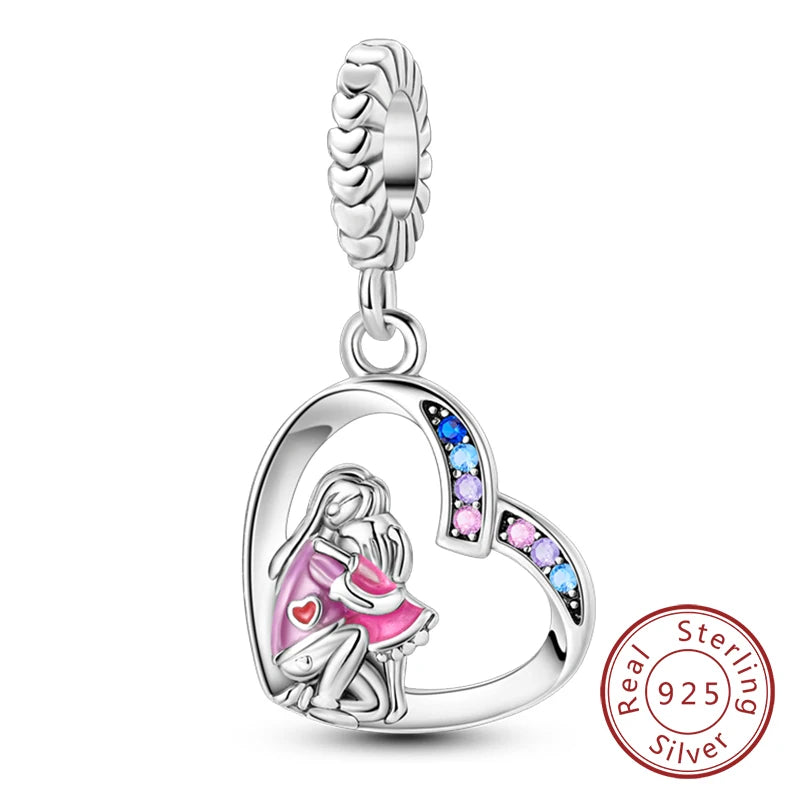 Hot Sale 925 Sterling Silve Charms Beads Forever Love Heart Sister Family Life Charms Dangle for Bracelet Woman Jewelry Gifts
