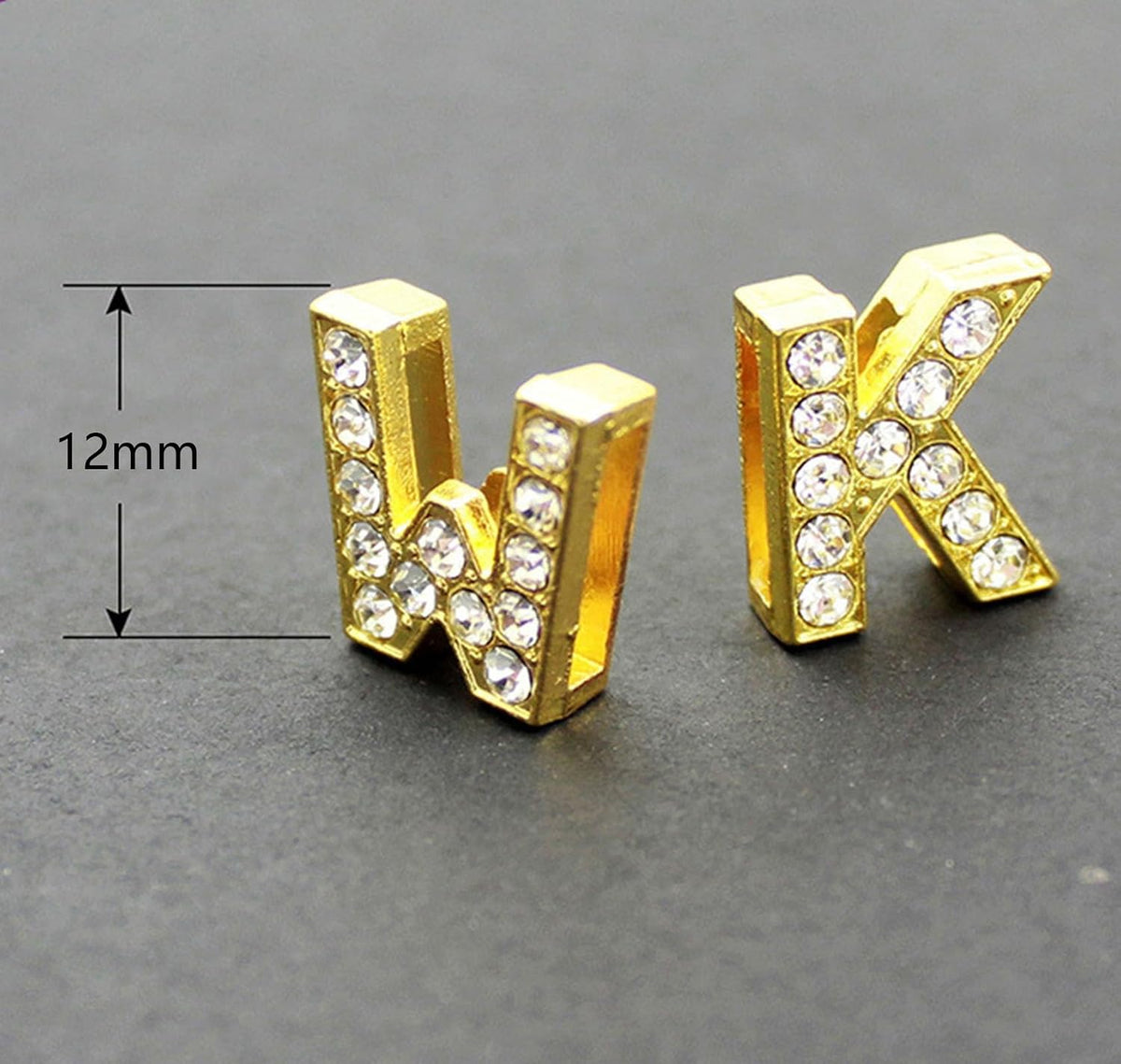 Gold Rhinestones Letters Charms 8Mm Letter Beads, 130 PCS
