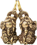 2-Pack Chinese Feng Shui Keychain Pendants, Brass Charms