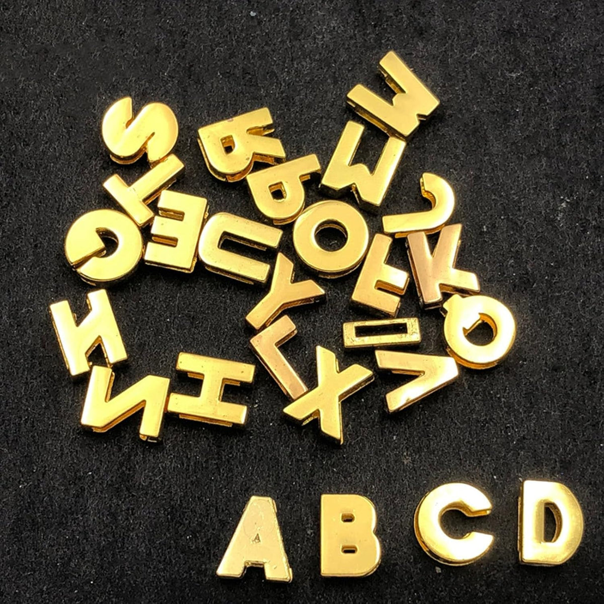 Gold Rhinestones Letters Charms 8Mm Letter Beads, 130 PCS
