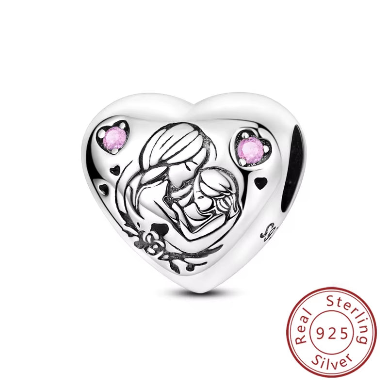 Hot Sale 925 Sterling Silve Charms Beads Forever Love Heart Sister Family Life Charms Dangle for Bracelet Woman Jewelry Gifts