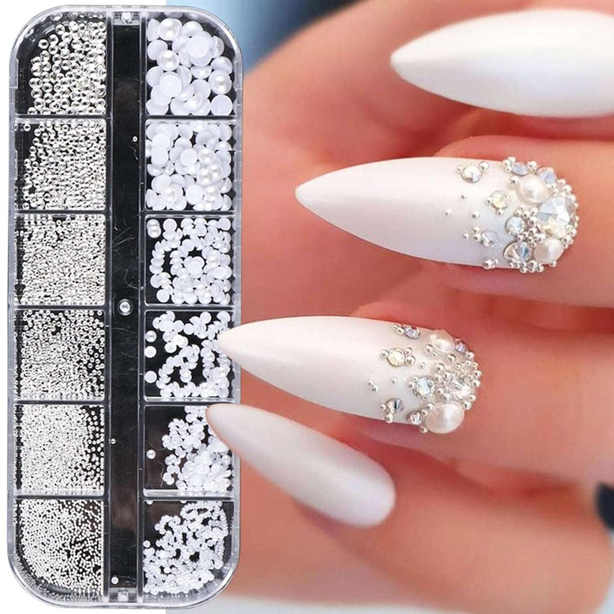 Nail Steel Ball with Pearls for Women Nail Art DIY Nail Charms