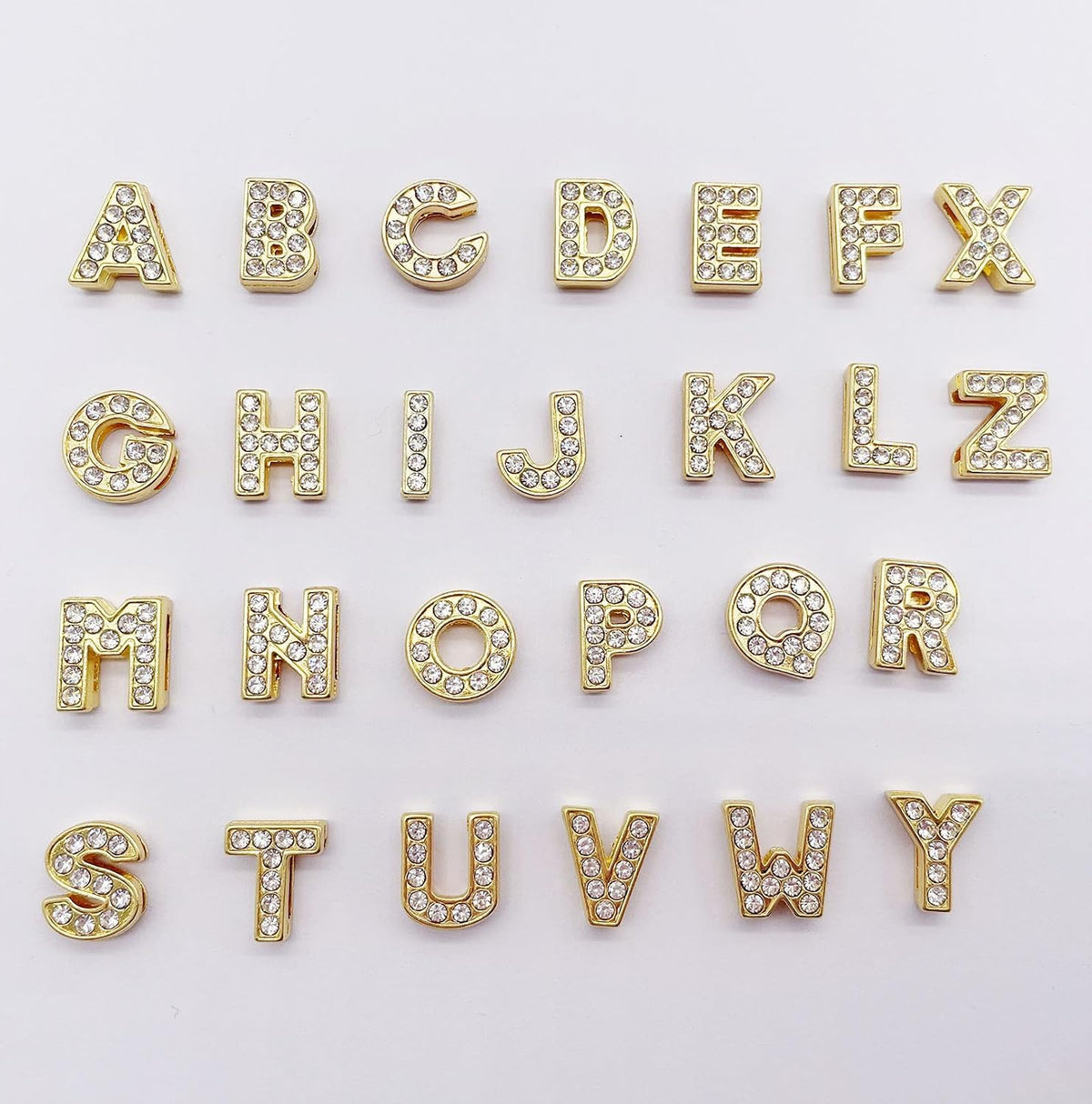 Gold Rhinestones Letters Charms 8Mm Letter Beads, 130 PCS