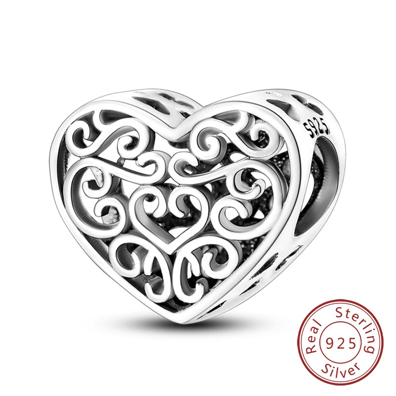 Hot Sale 925 Sterling Silve Charms Beads Forever Love Heart Sister Family Life Charms Dangle for Bracelet Woman Jewelry Gifts