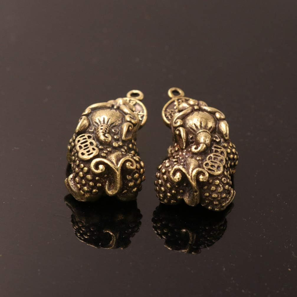 2-Pack Chinese Feng Shui Keychain Pendants, Brass Charms