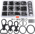 265PCS Swivel Snap Hooks and Key Rings, Keychain Clips and Key Chain Rings, Keychain Making Kit, with Lobster Claw Clasps & Jump Ring & Necklace Extenders, for Jewelry Making, Black
