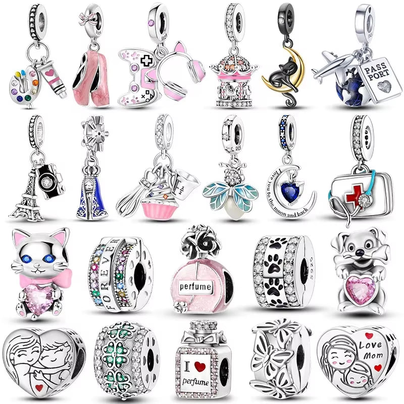 Hot Sale 925 Silver Charms Beads Fit Original Pan Bracelet Making for Woman Jewelry Fashion Pendant