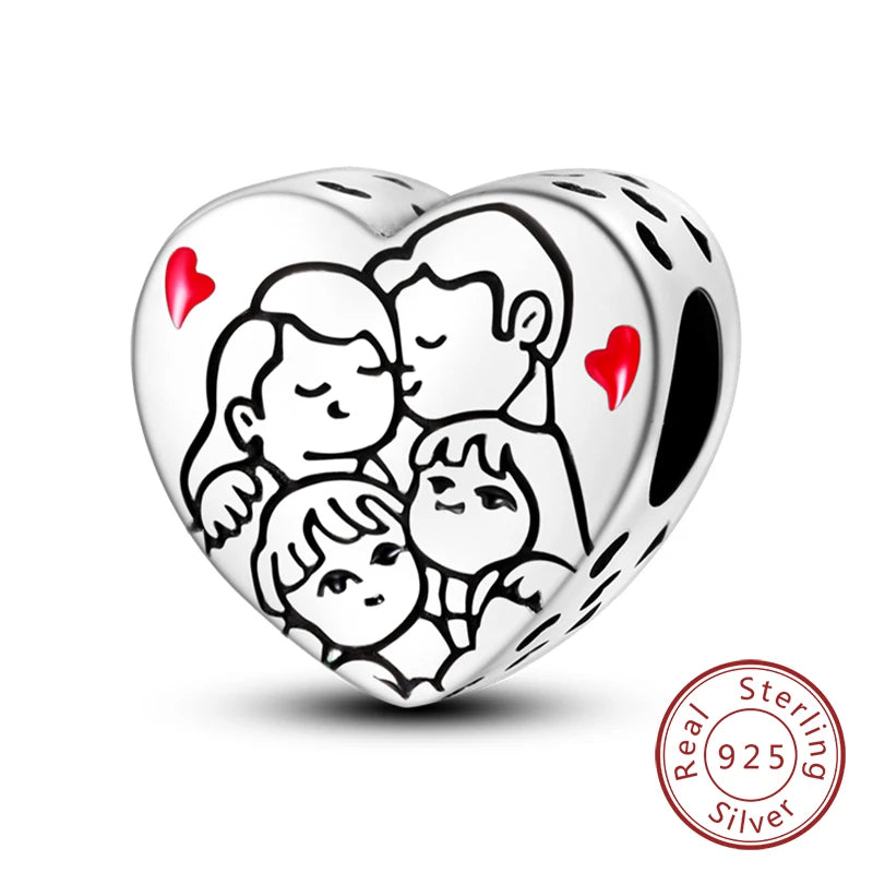 Hot Sale 925 Sterling Silve Charms Beads Forever Love Heart Sister Family Life Charms Dangle for Bracelet Woman Jewelry Gifts