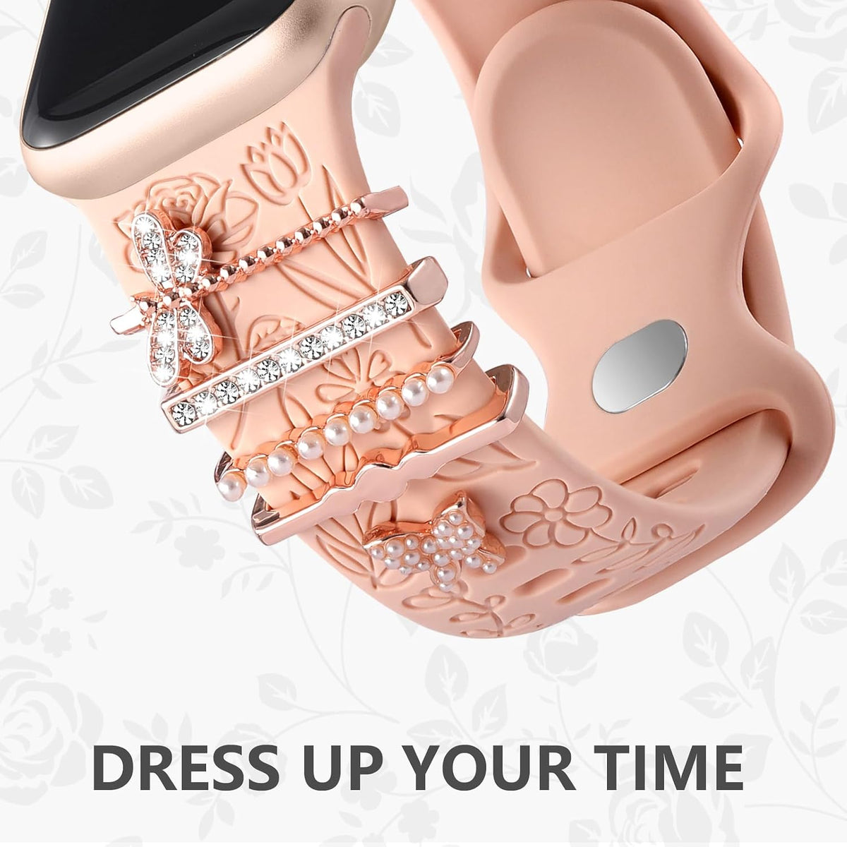Flower Engraved Band Compatible with Apple Watch Bands for Women 44Mm