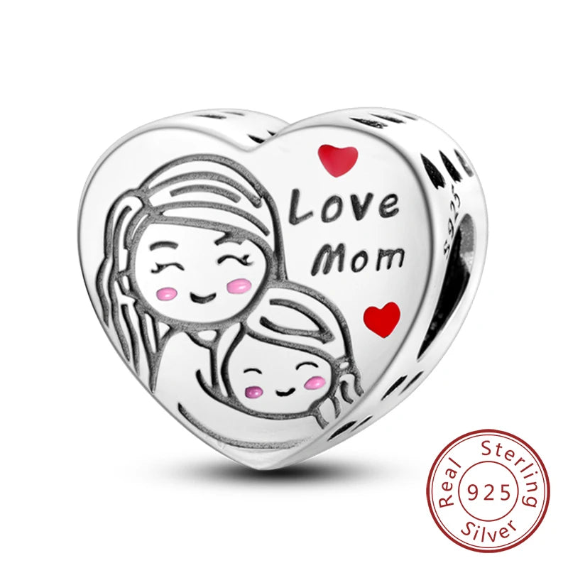 Hot Sale 925 Sterling Silve Charms Beads Forever Love Heart Sister Family Life Charms Dangle for Bracelet Woman Jewelry Gifts