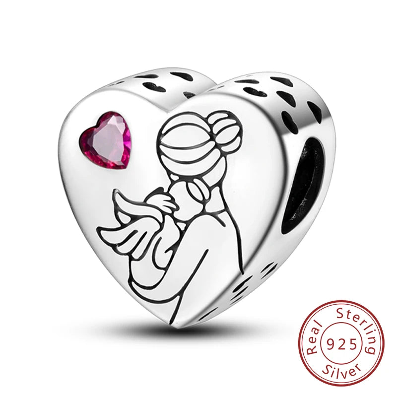 Hot Sale 925 Sterling Silve Charms Beads Forever Love Heart Sister Family Life Charms Dangle for Bracelet Woman Jewelry Gifts