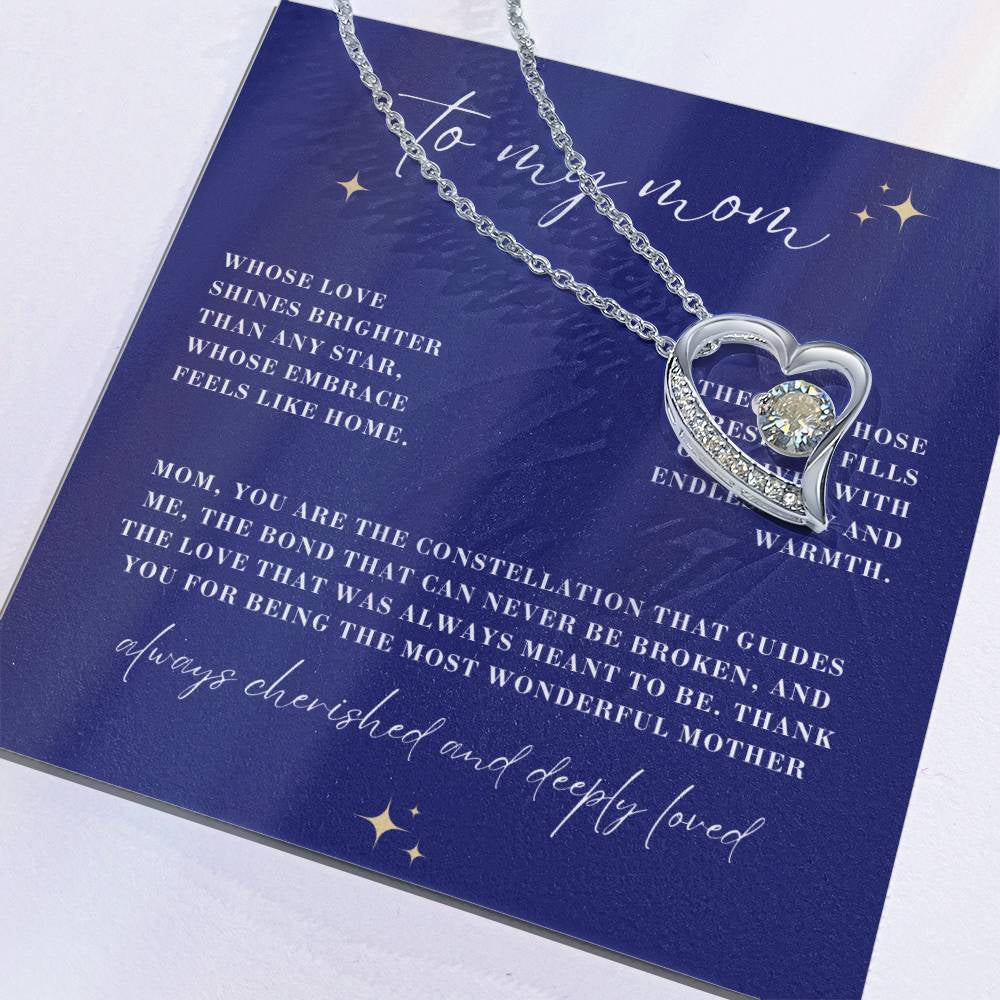 Brighter than Any Star Mom Forever Love Heart Necklace
