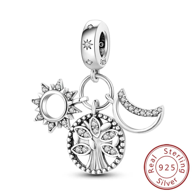 Hot Sale 925 Sterling Silve Charms Beads Forever Love Heart Sister Family Life Charms Dangle for Bracelet Woman Jewelry Gifts