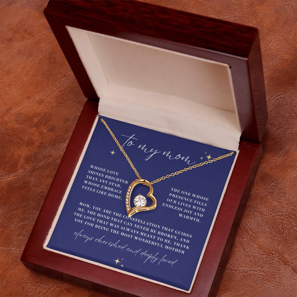 Brighter than Any Star Mom Forever Love Heart Necklace
