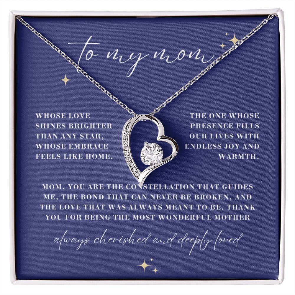 Brighter than Any Star Mom Forever Love Heart Necklace