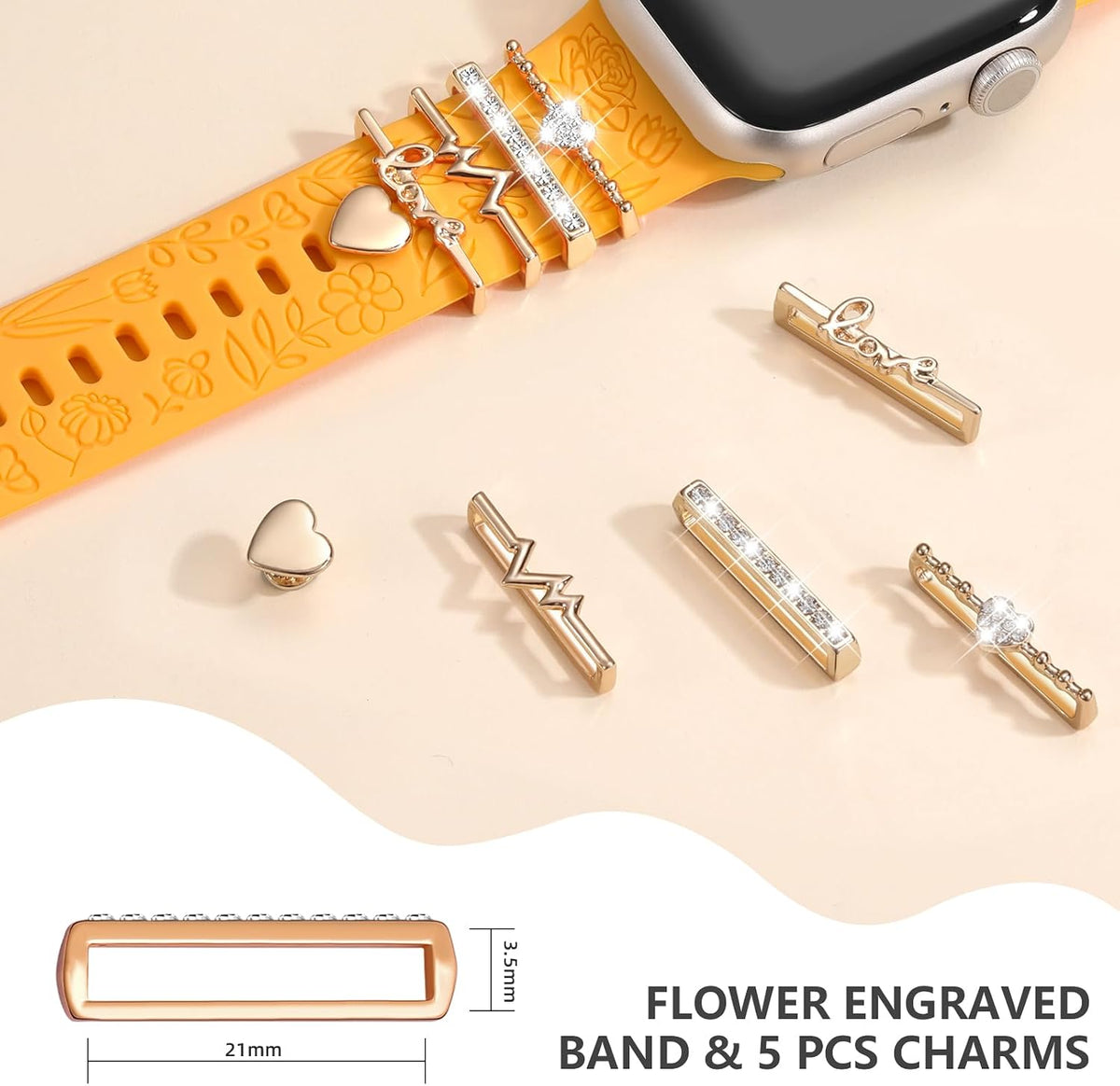 Flower Engraved Band Compatible with Apple Watch Bands for Women 40Mm