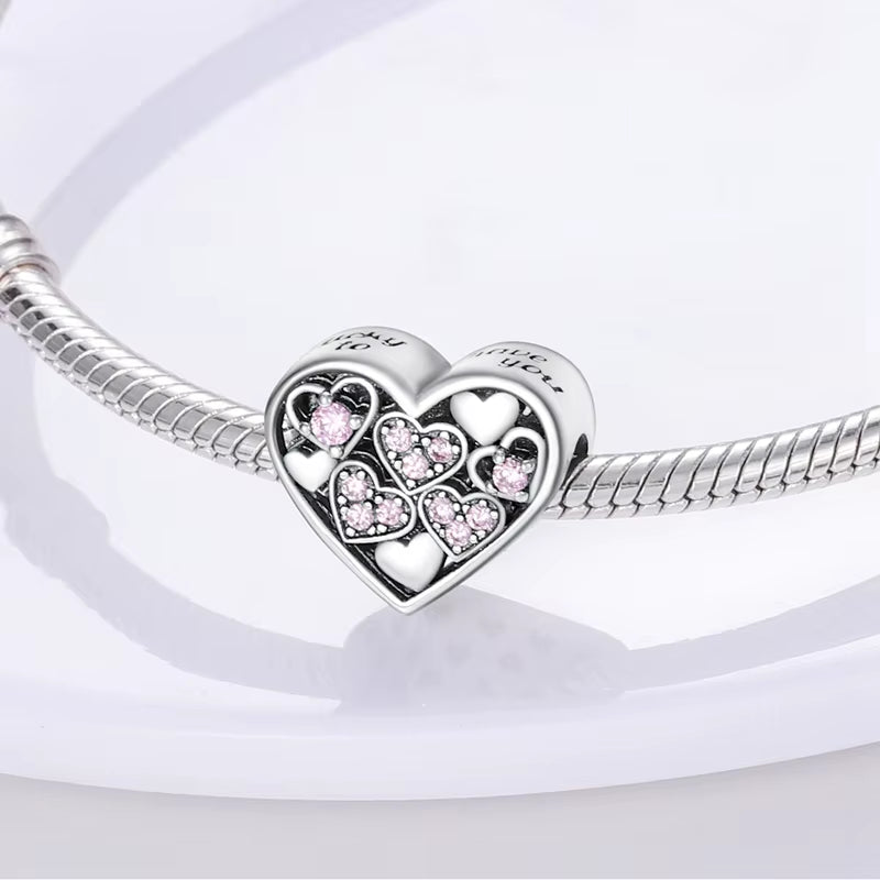 Hot Sale 925 Sterling Silve Charms Beads Forever Love Heart Sister Family Life Charms Dangle for Bracelet Woman Jewelry Gifts