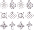 60Pcs Celticing Knot Charms, 6 Style Cross Charms Beads Irish Traditional Pendants Tibetan Alloy Charms Chinese Knot Pendants Connectors for DIY Bracelet Necklace Jewelry Making New Year