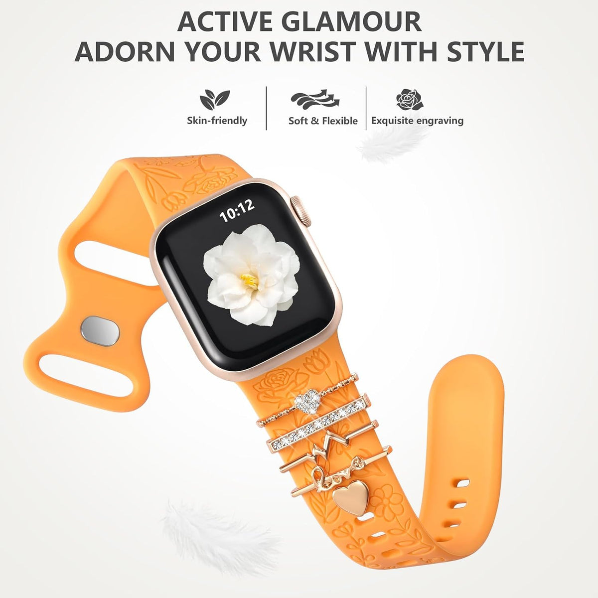 Flower Engraved Band Compatible with Apple Watch Bands for Women 40Mm