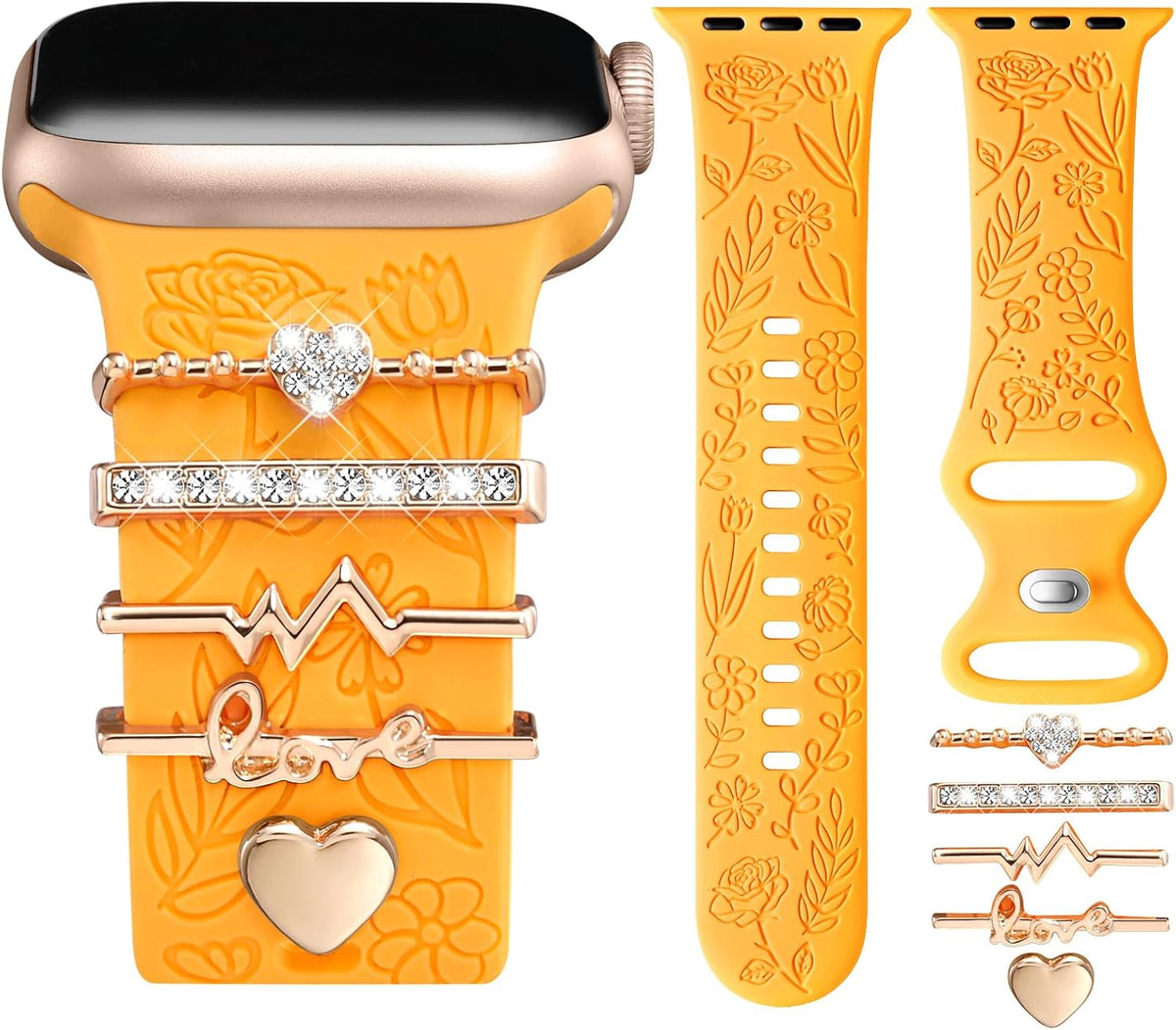 Flower Engraved Band Compatible with Apple Watch Bands for Women 40Mm