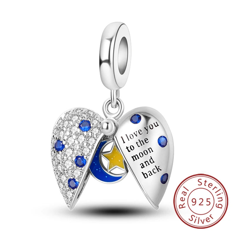 Hot Sale 925 Sterling Silve Charms Beads Forever Love Heart Sister Family Life Charms Dangle for Bracelet Woman Jewelry Gifts