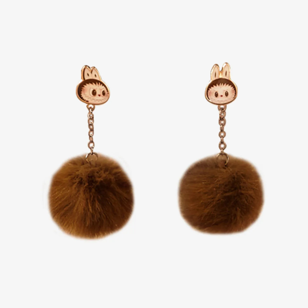 LABUBU Warm Fluffy Pompom Earrings POP LAND Exclusive Beijing NEW 🤎✨