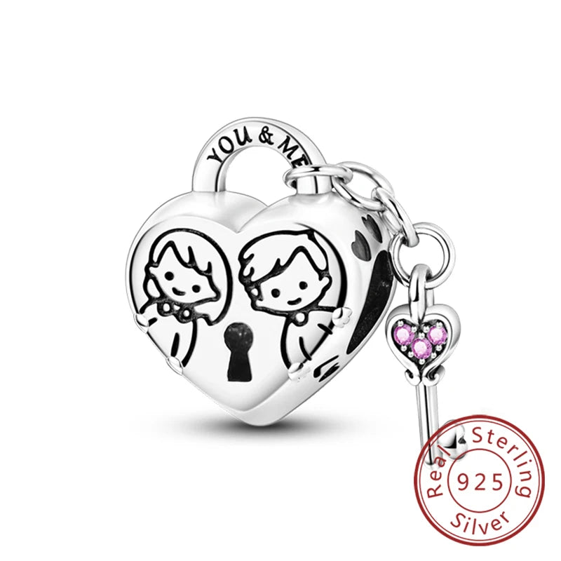 Hot Sale 925 Sterling Silve Charms Beads Forever Love Heart Sister Family Life Charms Dangle for Bracelet Woman Jewelry Gifts