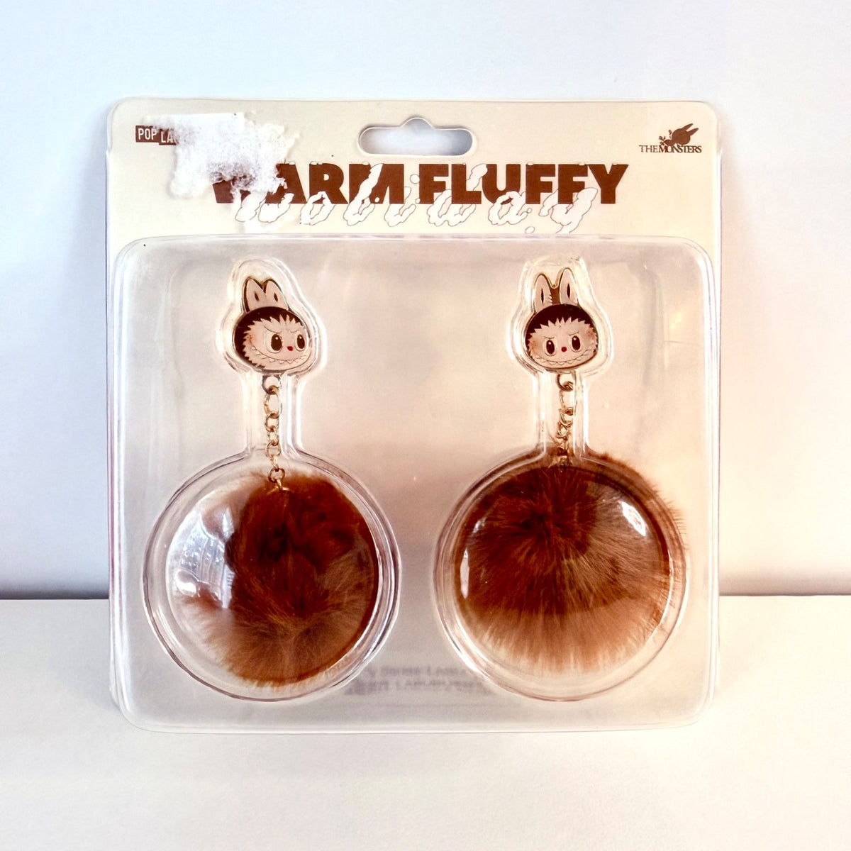 LABUBU Warm Fluffy Pompom Earrings POP LAND Exclusive Beijing NEW 🤎✨