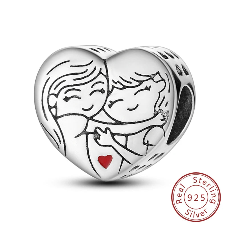 Hot Sale 925 Sterling Silve Charms Beads Forever Love Heart Sister Family Life Charms Dangle for Bracelet Woman Jewelry Gifts